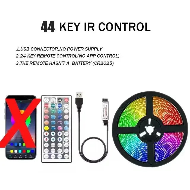 RGB USB 5050 LED Strip Light with Multi-Control Options