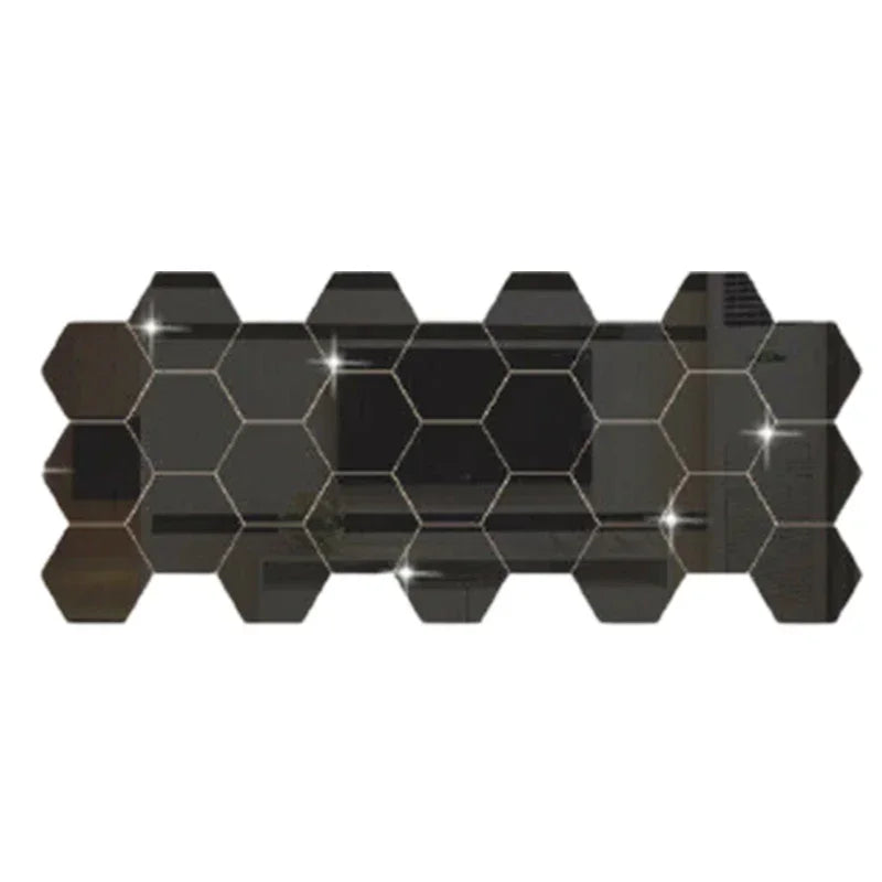 Hexagonal Acrylic Mirror Wall Decals (12/24 pcs)