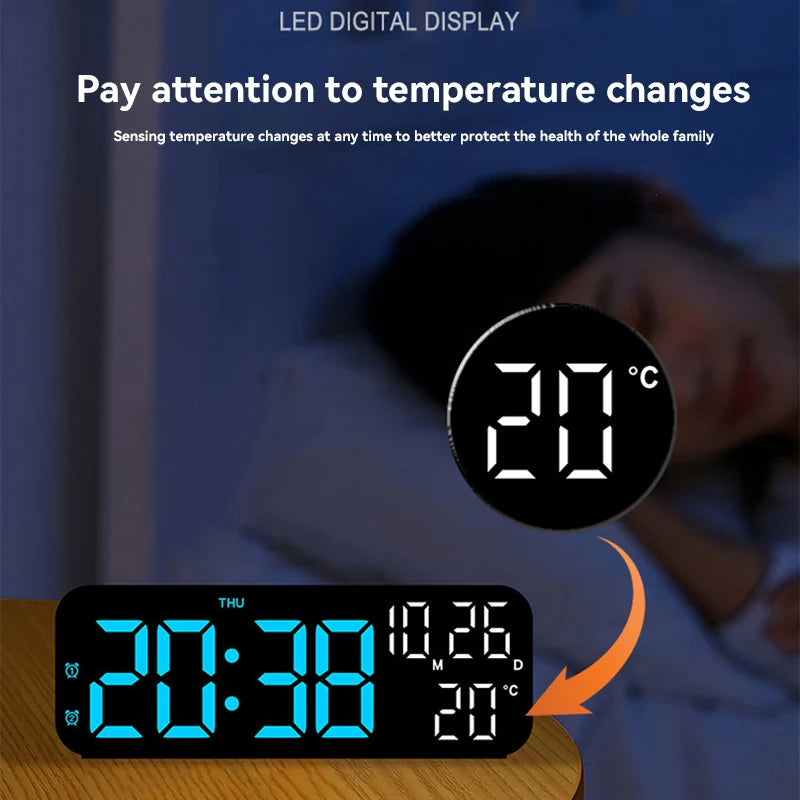 LED Digital Alarm Clock with Temperature & Date Display