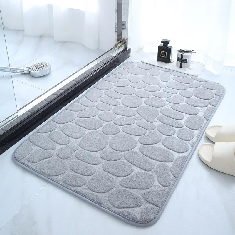 Non-slip Cobblestone Embossed Memory Foam Bath Mat