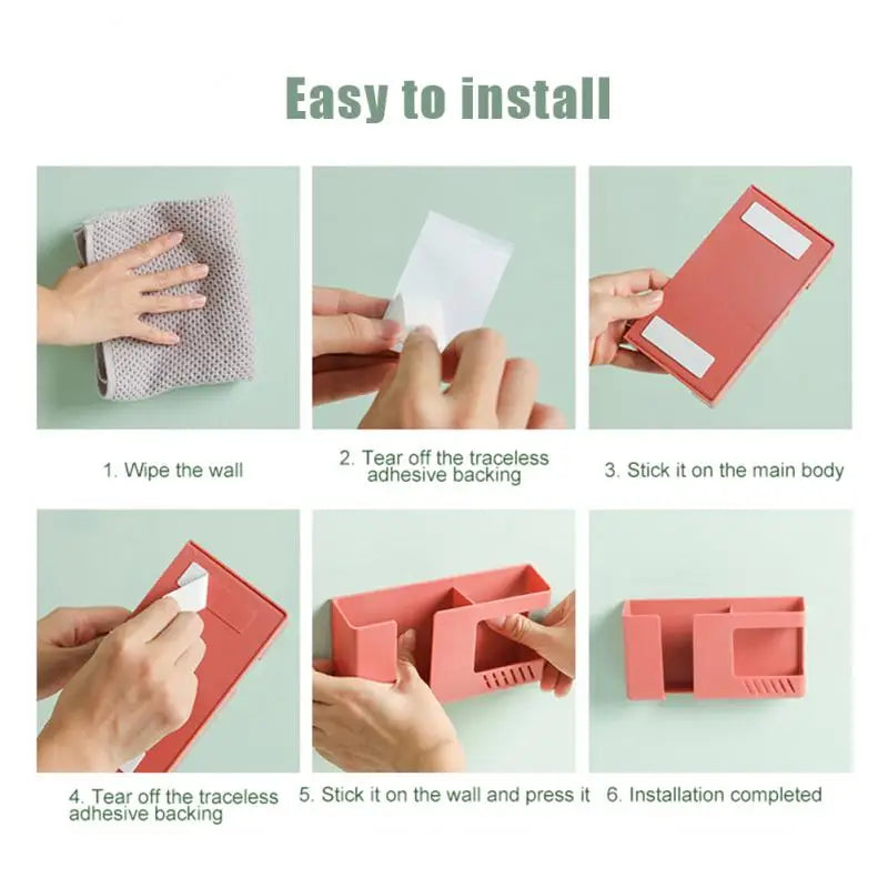 2-in-1 Wall-Mounted Phone & Remote Storage Box