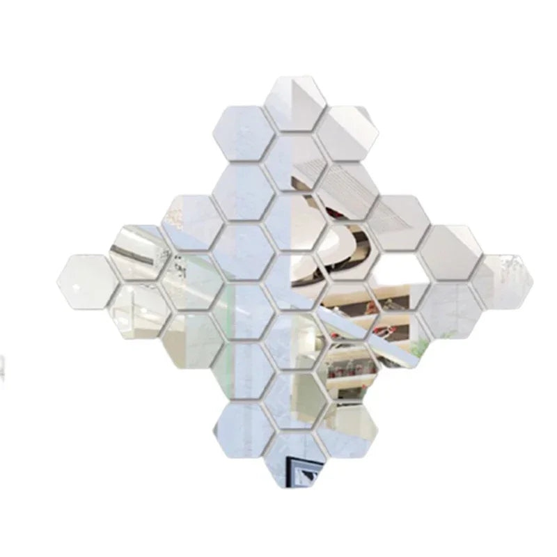 Hexagonal Acrylic Mirror Wall Decals (12/24 pcs)