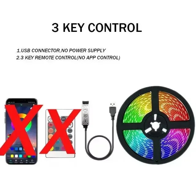 RGB USB 5050 LED Strip Light with Multi-Control Options