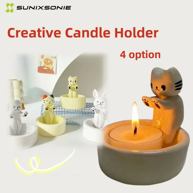 Cartoon Animal Candle Holder (Cat, Dog, Rabbit)