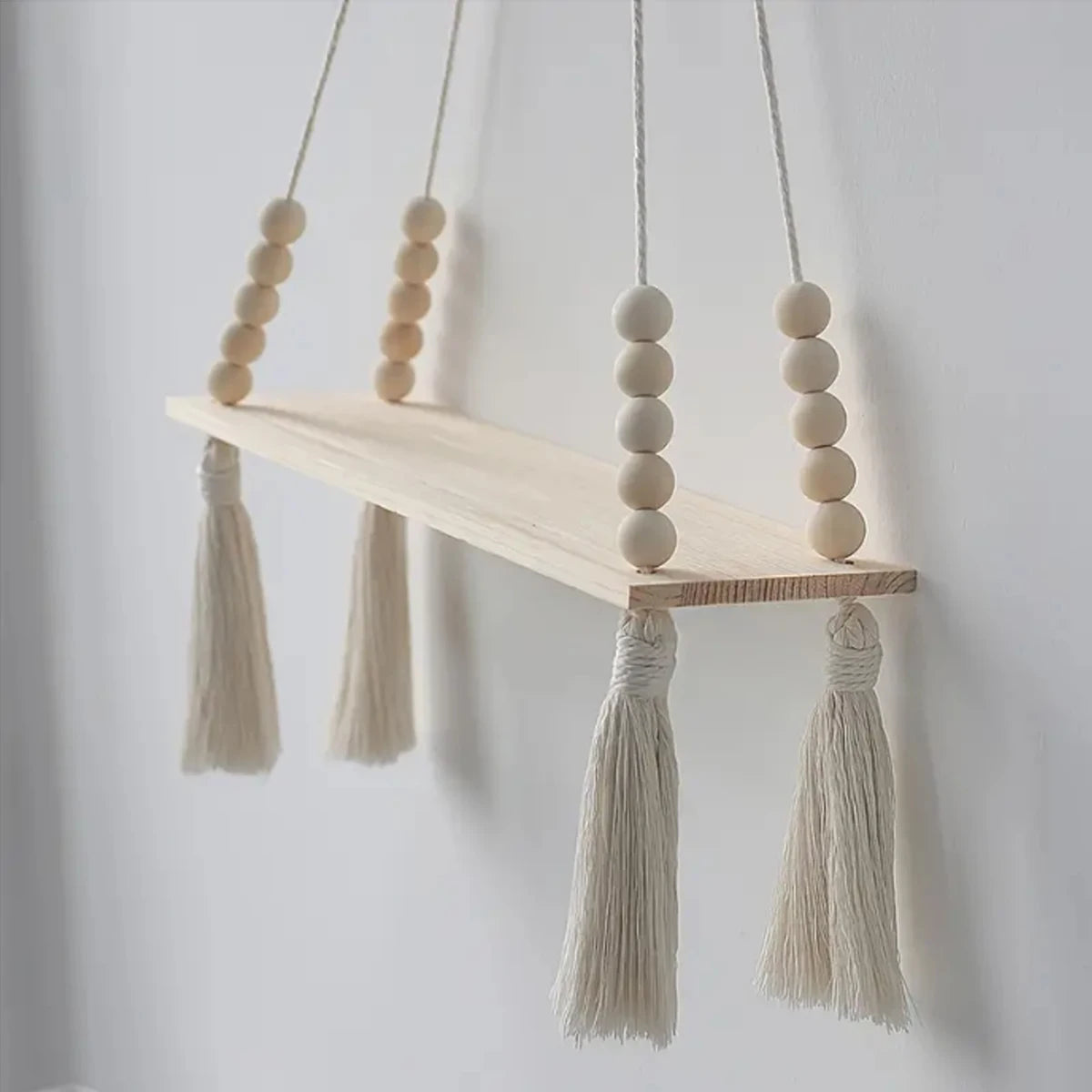 Wooden Wall Hanging Shelf with Tassel