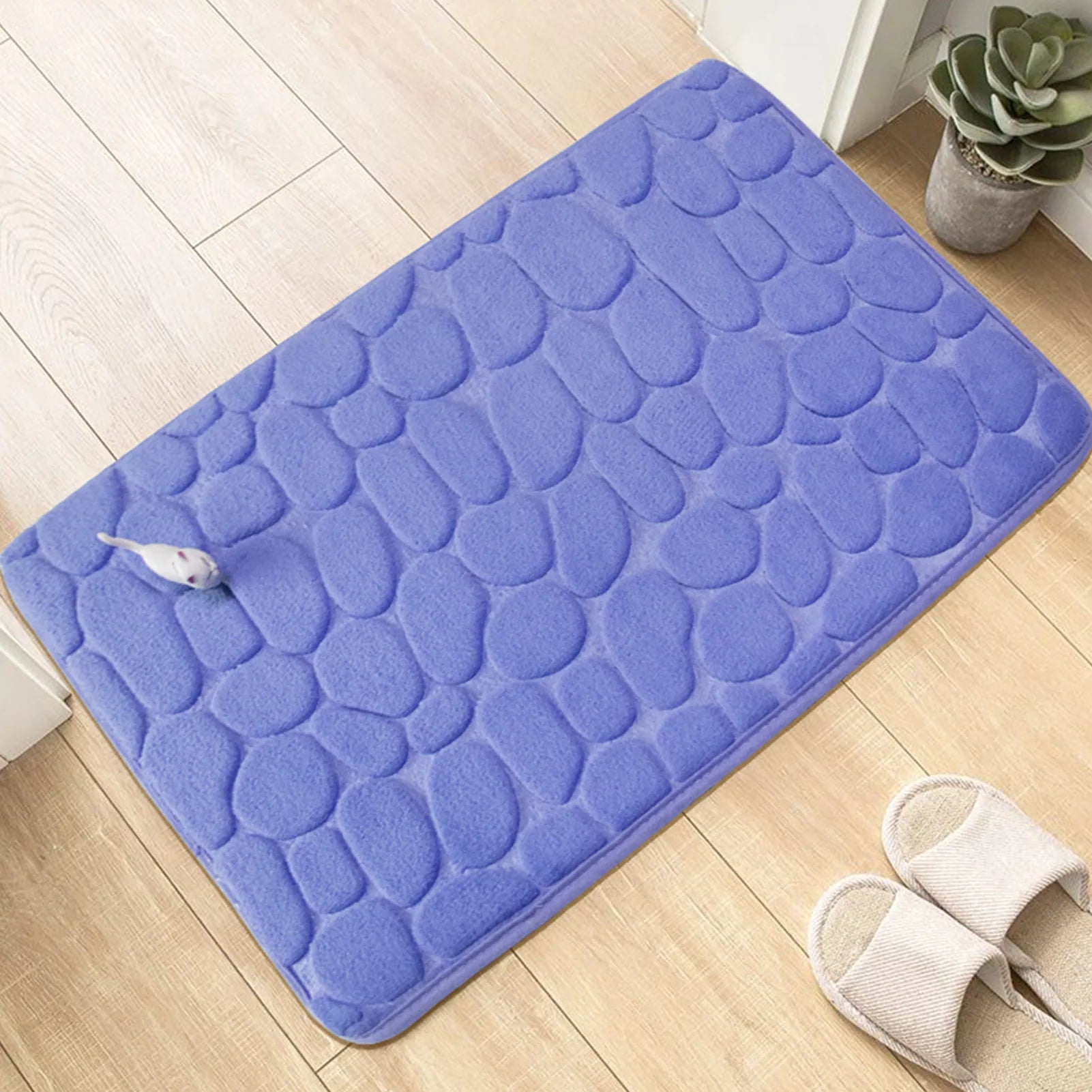 Non-slip Cobblestone Embossed Memory Foam Bath Mat