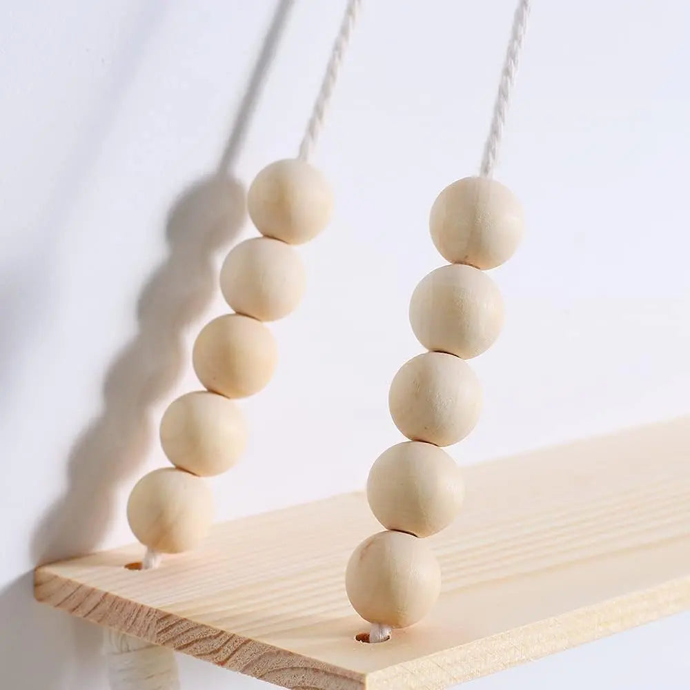 Wooden Wall Hanging Shelf with Tassel