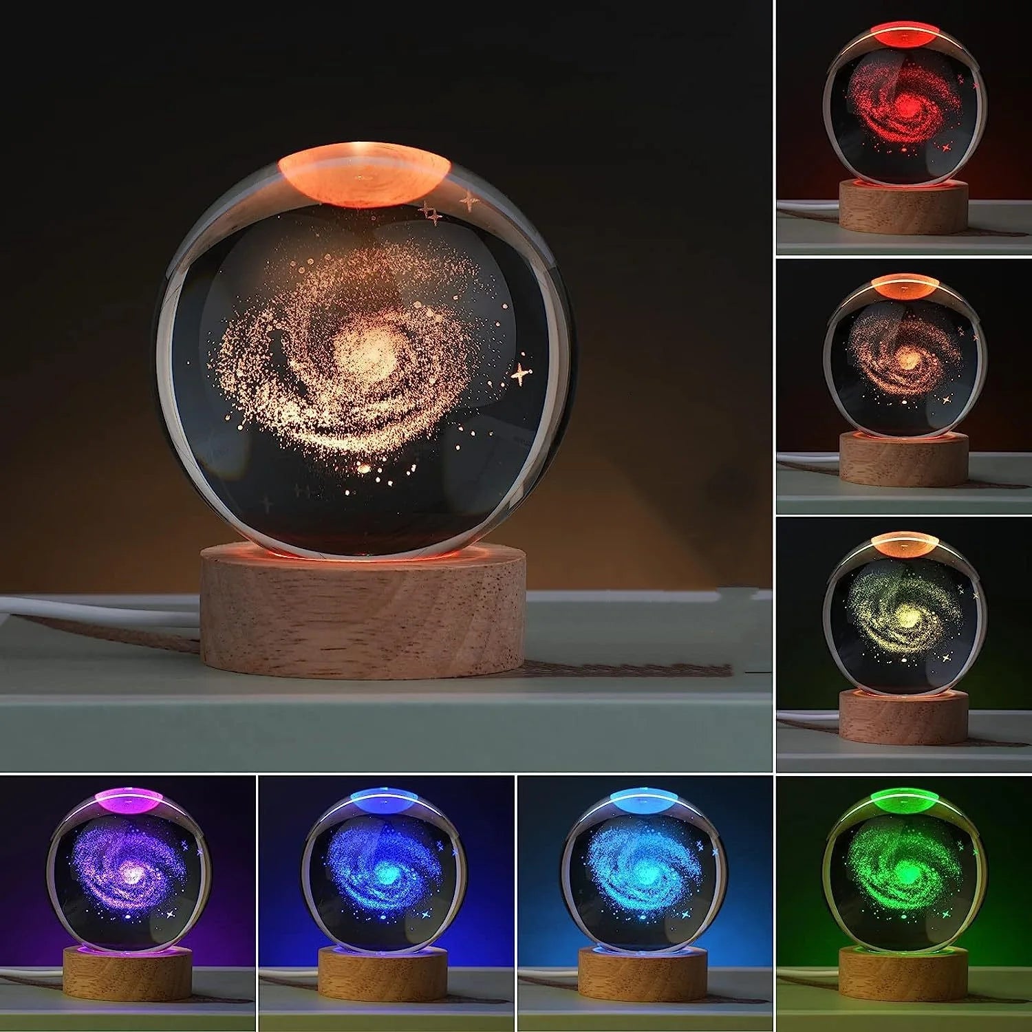 RGB LED Galaxy Crystal Ball Night Light.