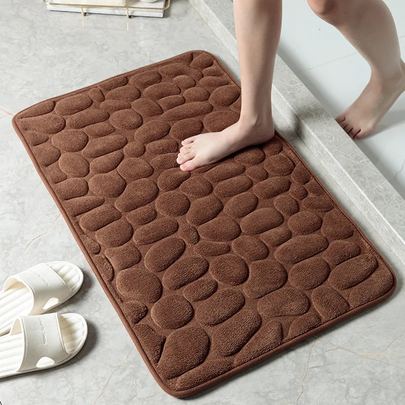 Non-slip Cobblestone Embossed Memory Foam Bath Mat