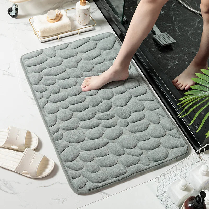 Non-slip Cobblestone Embossed Memory Foam Bath Mat