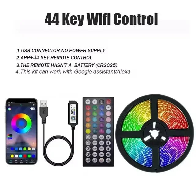 RGB USB 5050 LED Strip Light with Multi-Control Options