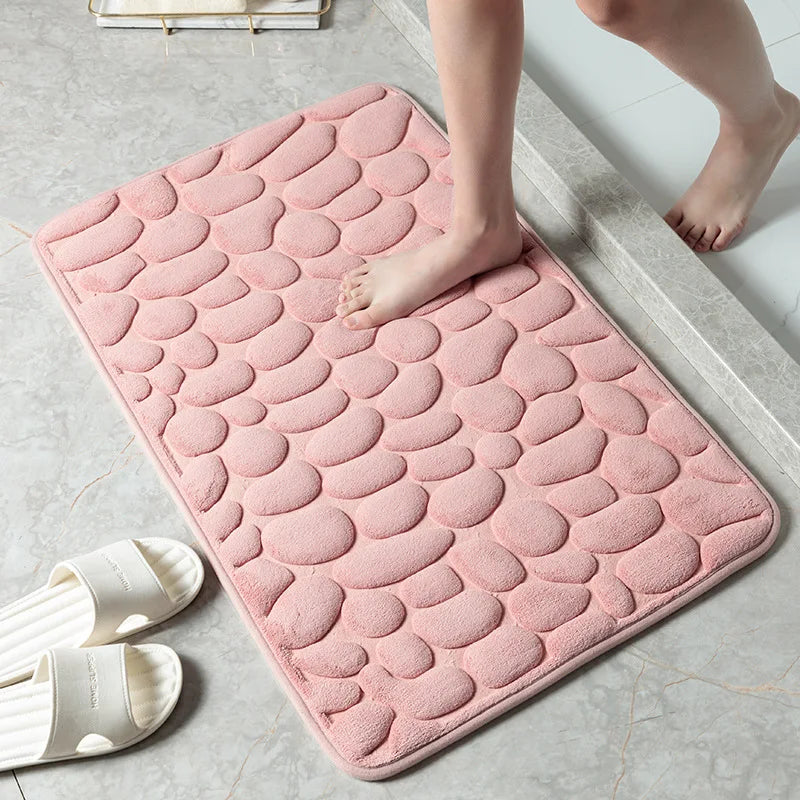Non-slip Cobblestone Embossed Memory Foam Bath Mat