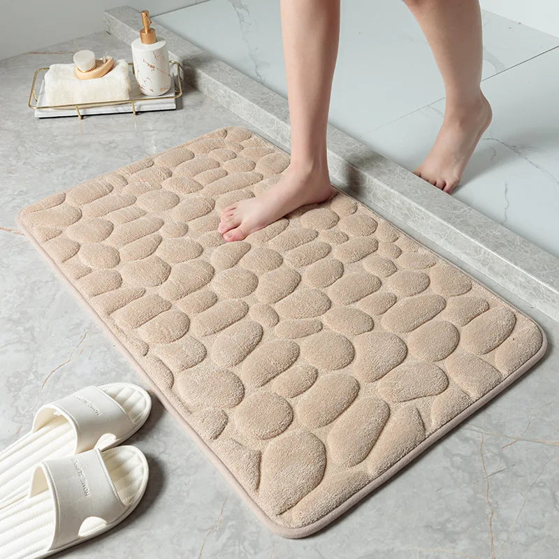 Non-slip Cobblestone Embossed Memory Foam Bath Mat